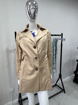 CEODOGG סתיו מעיל אישה 2023 קוריאנית חד-נשים עם חזה מעיל גשם, מעיל 5XL חאקי מעיל רוח נשית