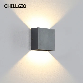 CHILLGIO מנורות קיר חיצוני אטימות IP65 פנימיים בחצר תאורה בבית קישוט חיצוני מקורה Led אלומיניום אורות