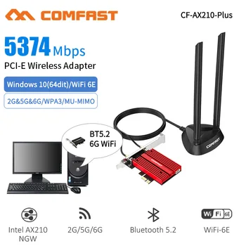 Comfast 5374Mbps WiFi 6E PCIE אלחוטית WiFi מתאם Bluetooth 5.2 מידע AX210 Tri Band 2.4 G/5Ghz PCI Express 802.11 AX Wi-Fi כרטיס