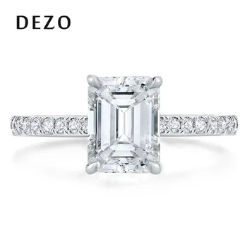 DEZO 3 קרט אמרלד D צבע Moissanite טבעת אירוסין עם יהלום לנשים מוצק 925 כסף סטרלינג תכשיטים לחתונה