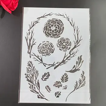 DIY שבלונות ציור קיר אלבום צביעה הבלטה אלבום מעוצב כרטיס נייר תבנית A4 29 * 21, פרחים וצמחים