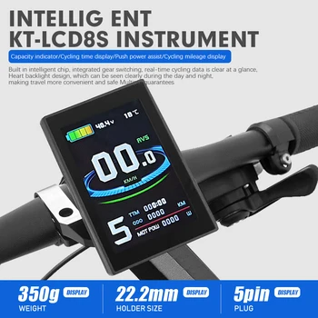 Ebike KT Dsiplay LCD8S/8SU להציג 24V 36V 48V E-bike בקרה עם USB אופניים חשמליים תצוגה עבור אופניים חשמליים קיט חלק