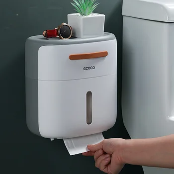 Ecoco שכבה כפולה של נייר טואלט עמיד במים מחזיק קיר רכוב רקמת אחסון תיבת אביזרי אמבטיה Wc גליל נייר Stand Case