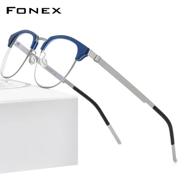 FONEX אצטט סגסוגת מסגרת משקפיים גברים סיבוב קוצר ראייה אופטי מרשם משקפיים נשים 2021 קוריאנית Screwless Eyewear 98627
