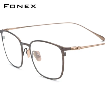 FONEX פס עיצוב טיטניום מסגרת משקפיים גברים 2023 חדש רטרו כיכר מרשם משקפיים קוצר ראייה אופטיות למשקפי F85753