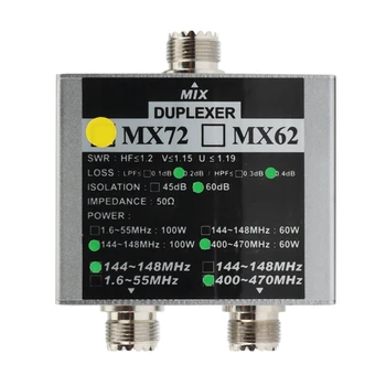 HF ווקי טוקי חזיר VHF UHF Tri-Band חובבים שני הדרך רדיו אנטנה Combiner MX72 60-100W ליניארי אנטנה יחידה להדפסה דו-צדדית