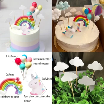HUHULE קרן לקשט עוגה בענן בלון עליונית עוגת קרן הקאפקייקס טופר מסיבת יום הולדת עיצוב מקלחת תינוק