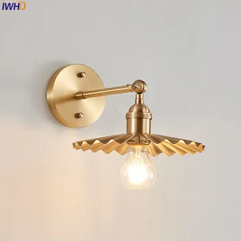 IWHD נורדי נחושת מנורת קיר ליד המראה בחדר האמבטיה, הסלון בציר קיר אורות LED השינה תאורה ביתית Lampara ונקייה