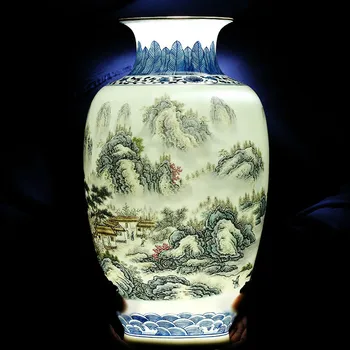 Jingdezhen קרמיקה עתיקים, כחול ולבן פורצלן אגרטל פרחים roomChinese הסלון עבודות יד, קישוטים ועיטורים