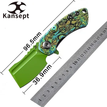 Kansept קליבר מיני Korvid סכינים מתקפלים T3030B2 154CM להב עם G10-מתים להדפיס ירוק לטפל לקמפינג ציד EDC לשאת