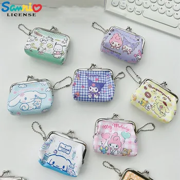 Kawaii Sanrio Kuromi Cinnamoroll שלי מלודי חמוד מיני ארנק מטבעות Pu אוזניות הארנק נייד תליון קטן הארנק ילדה מתנה