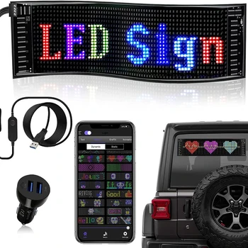 LED מטריקס פאנל USB 5V גלילה בהיר RGB אור שלטים לרכב Bluetooth בקרת יישום טקסט תבנית אנימציה LED רכב תצוגה