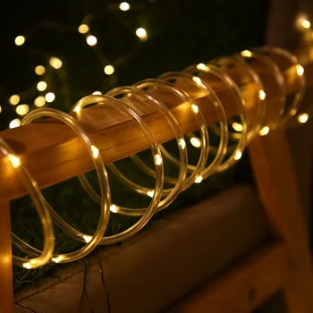LED סולארית עור צינור אורות מחרוזת PVC קשת צינור חג המולד גן דקורטיבי חיצוני אורות חוטי נחושת אורות