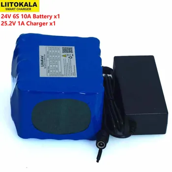 LiitoKal 24V 10Ah 6S5P 18650 סוללה סוללת ליתיום 24V אופניים חשמליים ממונעים / חשמליים Li-ion Battery Pack+25.2 V 2A המטען