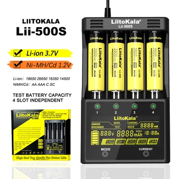 Liitokala אני-500 אני-500 אני S6-LCD סוללה 18650 3.7 V 18350 18500 21700 25500 26650 AA AAA NiMH סוללת ליתיום מטען