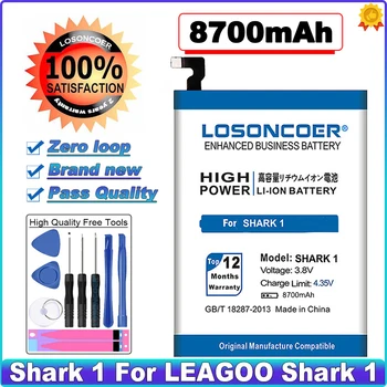 LOSONCOER כריש 1 8700mAh סוללה עבור LEAGOO כריש 1 קיבולת גבוהה הטלפון החכם סוללות~במלאי