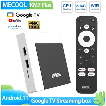 MECOOL KM7 פלוס אנדרואיד 11 הטלוויזיה Box 2GB 16GB DDR4 מוסמך של גוגל 4K Amlogic HDR10 2.4 G/5G WIFI הקידומת החדשה TVBOX