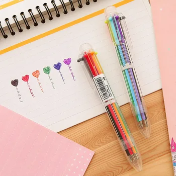 MOHAMM 1 חתיכה יצירתי שקוף 6-צבע עט כדורי לכתיבה תלמיד אספקה חמוד נייר מכתבים עיצוב אלבומים