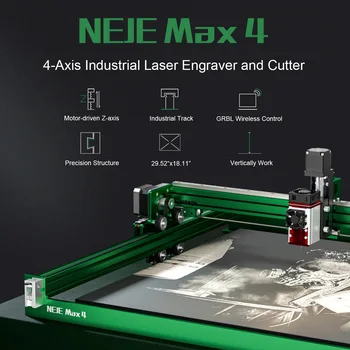 NEJE חרט לייזר מקס 4 Diy מכונת חריטת לייזר חותך 10W 4-ציר התעשייה לייזר חרט CNC מדפסת מכונת חיתוך
