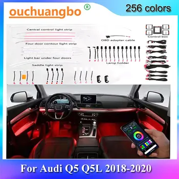 Ouchuangbo אור מקיף על Q5 Q5L 2018-2020 הפנים אווירה המנורה לקצץ רצועה dashbaord תאורת led MMI שליטה 256 צבעים