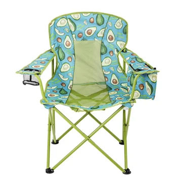 Ozark שביל מנופחים רשת מחנה הכיסא עם מקרר, אבוקדו עיצוב, ירוק עם כחול, בוגר כיסאות קמפינג כיסא מתקפל