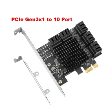 PCIe Gen3 x1 ל-10 יציאות SATA 6G III 3.0 בקר הרחבה כרטיס JMicron Jmb שבב שאינם Raid 6 ערוצים עצמאיים עבור Deaktop