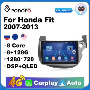 Podofo 2 din אנדרואיד 10 רדיו במכונית על הונדה FIT 2007-2013 מולטימדיה נגן וידאו ניווט GPS RDS 4G Carplay יחידת הראש
