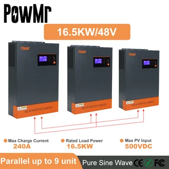 PowMr במקביל 16.5 קילוואט 220Vac/תלת פאזי 380Vac פאנל סולארי מהפך MPPT 80A מטען סולארי בקר DC48V מקס PV קלט 500Vdc