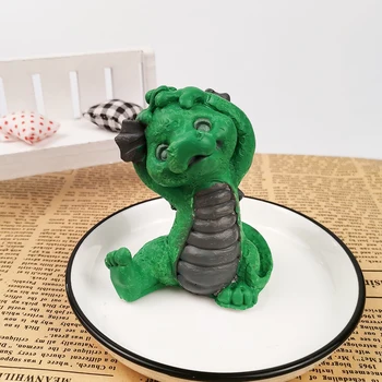 PRZY התינוק שמח דרקון סבון, עובש סיליקון, מוס 3D חמוד קריקטורה צעצוע פונדנט עובש עוגת עובש עובש סיליקון.