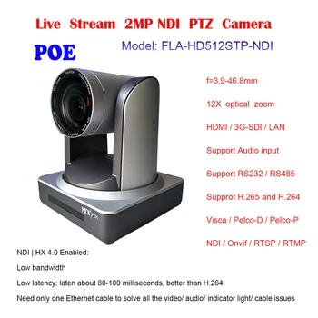 PTZ NDI Hx ועידת וידאו פו רחב זווית 12X זום אופטי שידור מצלמת IP SDI בהזרמה בשידור חי IP עבור הכנסייה.