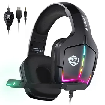 RGB המשחקים אוזניות USB 3.5 mm סראונד למחשב PC אוזניות אוזניות מיקרופון עבור PS4 PS5 מתג ה-Xbox אחד