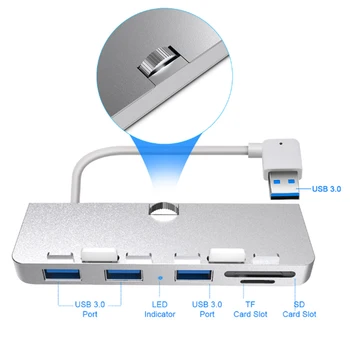 Rocketek סגסוגת אלומיניום USB 3.0 Hub 3 נמל מתאם מפצל עם SD/TF קורא כרטיסים עבור iMac 21.5 27 PRO Slim Unibody המחשב