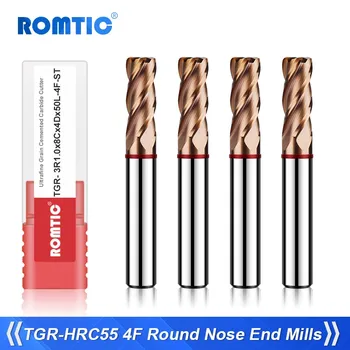 ROMTIC TGR-HRC55 פלדת טונגסטן קרביד, פלדה חותך טחינה 4. אף צבע-טבעת ציפוי CNC מכני סביב האף Endmills כלים