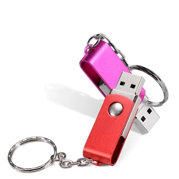 Rotatable כונני הבזק מסוג USB 64GB סופר מיני כונן עט 32GB סגול אמיתי קיבולת זיכרון חינם מחזיק מפתחות אדום Pendrive 16GB 8GB