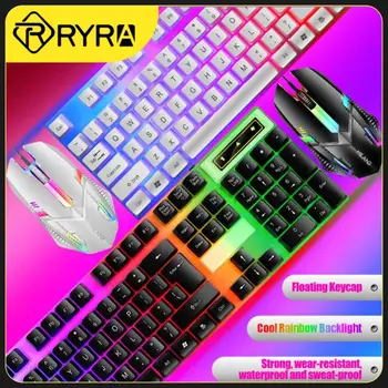 RYRA T6 USB תאורה אחורית למקלדת עכבר להגדיר קשת LED המשחקים מקלדת עכבר משחקים עבור מחשב נייד