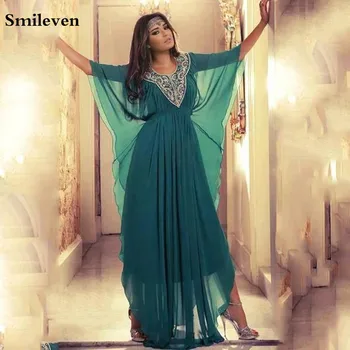 Smileven ירוק צייד שמלות ערב משיפון קו גלימה ערבית שמלות לנשף בתוספת גודל שמלות המפלגה הערב