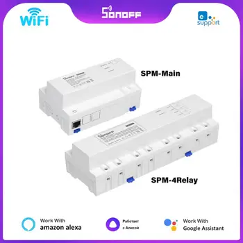 SONOFF SPM חכם Stackable מד כוח RS-485 20A/כנופיה 4-ממסר הגנת עומס יתר ניטור מטה-נתונים כרטיס SD תמיכה Ewelink