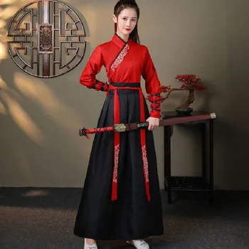 Swordswoman Hanfu מסורתי שושלת טאנג חליפות העתיקה נשים פיות תלבושות Cosplay שמלה סינית עממית הופעת ריקוד בד