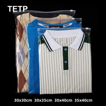 TETP 20Pcs חולצה אריזה שקוף רוכסן שקיות נסיעות שרוול קצר מכנסי ג ' ינס, שמלה צעיף אחסון ארגונית שקית פלסטיק.