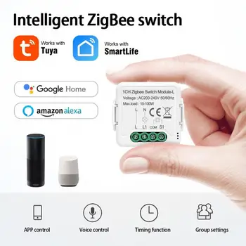 Tuya ZigBee 3.0 מודול מתג יחיד אש על המכשיר 1/2/3CH מתג האור הבית החכם מיני מפסק אלקסה הבית של Google