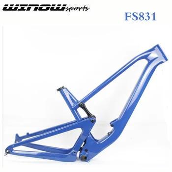 Winowsports פחמן mounrain mtb אופני מסגרות 29er השעיה מלאה אופניים מסגרת כחול צבע מבריק פחמן מסגרת FS831