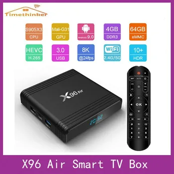 X96 אוויר UHD Smart Media Player Set Top Box אנדרואיד 9.0 Amlogic S905X3 4GB 64GB מקס 2.4 G/5G Dual WiFi BT BT4.0 8K 4K H. 265 הטלוויזיה Box