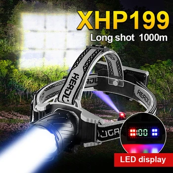 XHP199 גבוה חזק בראש הפנס XHP160 LED לפיד Zoomable פנס 26650 נטענת USB XHP90 פנס דיג הפקחים.