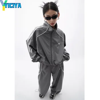 YICIYA ' קט בומבר נשים נבחרת מרוצי מעילי קוריאה נשי חדש הלבשה עליונה אופנת רחוב העליון האמריקאי y2k בייסבול מעיל מעילים