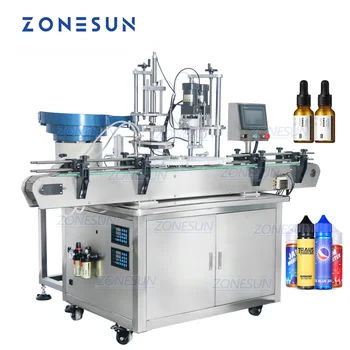 ZONESUN אוטומטי מילוי וסגירת מכונת עם מכסה מזין ראש כפול רוטרי בושם שמן אתרי בקבוק ייצור ZS-AFC1