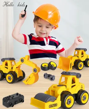 אגוז פירוק טעינה פריקה הנדסה משאית החופר בולדוזר ילדים בורג בנים כלי יצירתי החינוך צעצועים דגם של מכונית