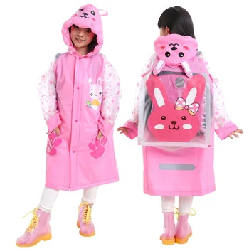 אופנה ילדים ילדים מעיל בנות בנים גשם מעיל טרנץ 'מעיל פונצ' ו חיצונית תלמיד Rainwear עם תיק בית הספר עמדה