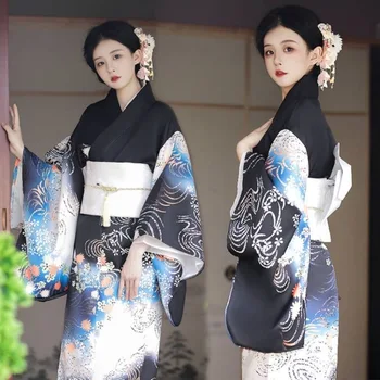 אופנה לאומי מגמות נשים סקסי קימונו יאקאטה עם אובי חידוש שמלת ערב יפנית Cosplay תלבושות קימונו פרחונית לנשים