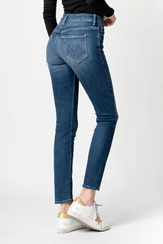 אופנה קלאסי אופנתי יוקרה עיצוב נשים ג ' ינס בגזרה גבוהה חיתוך גבוהה מכנסיים מתיחה