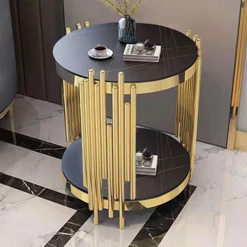 אור יוקרה בסלון בסגנון שולחנות קפה מעצב ארגונית מינימליסטי, שולחן צד עגול לילה באס דה סלון ריהוט הבית